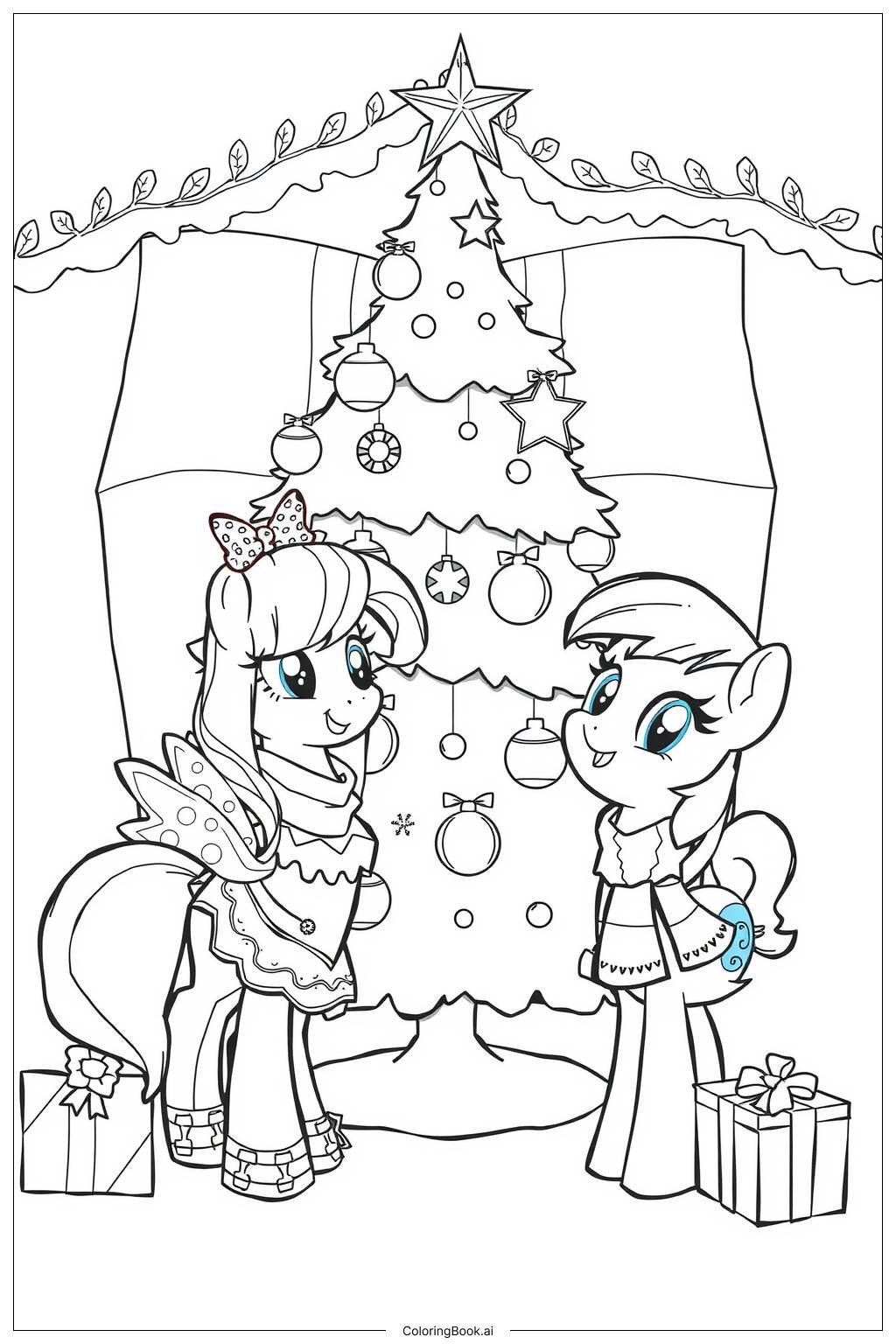  Page de coloriage Ma petite pony Célébration de Noël 