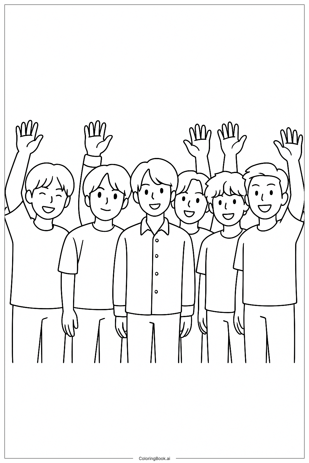  Page de coloriage BTS Faisant Coucou à Leurs Fans 