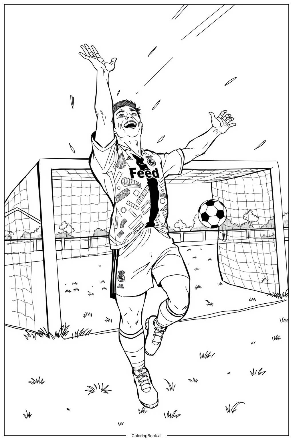  Ronaldo Celebrating a Goal-2 Coloring Page 