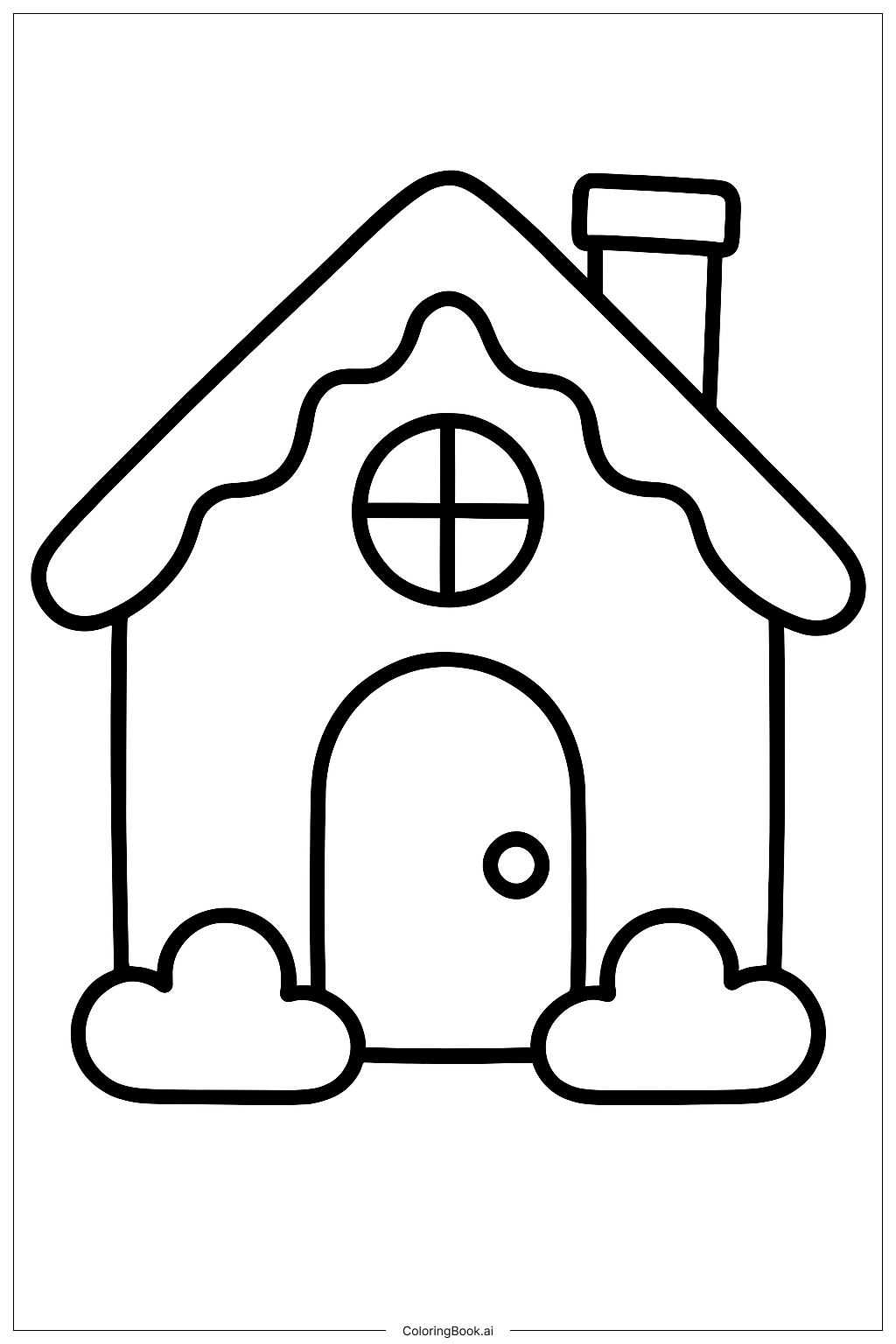  A Cute Gingerbread House Coloring Page 