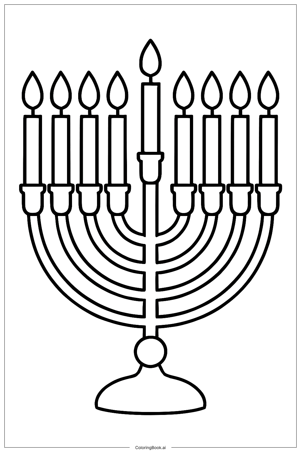  Hanukkah Menorah With Candles Coloring Page 