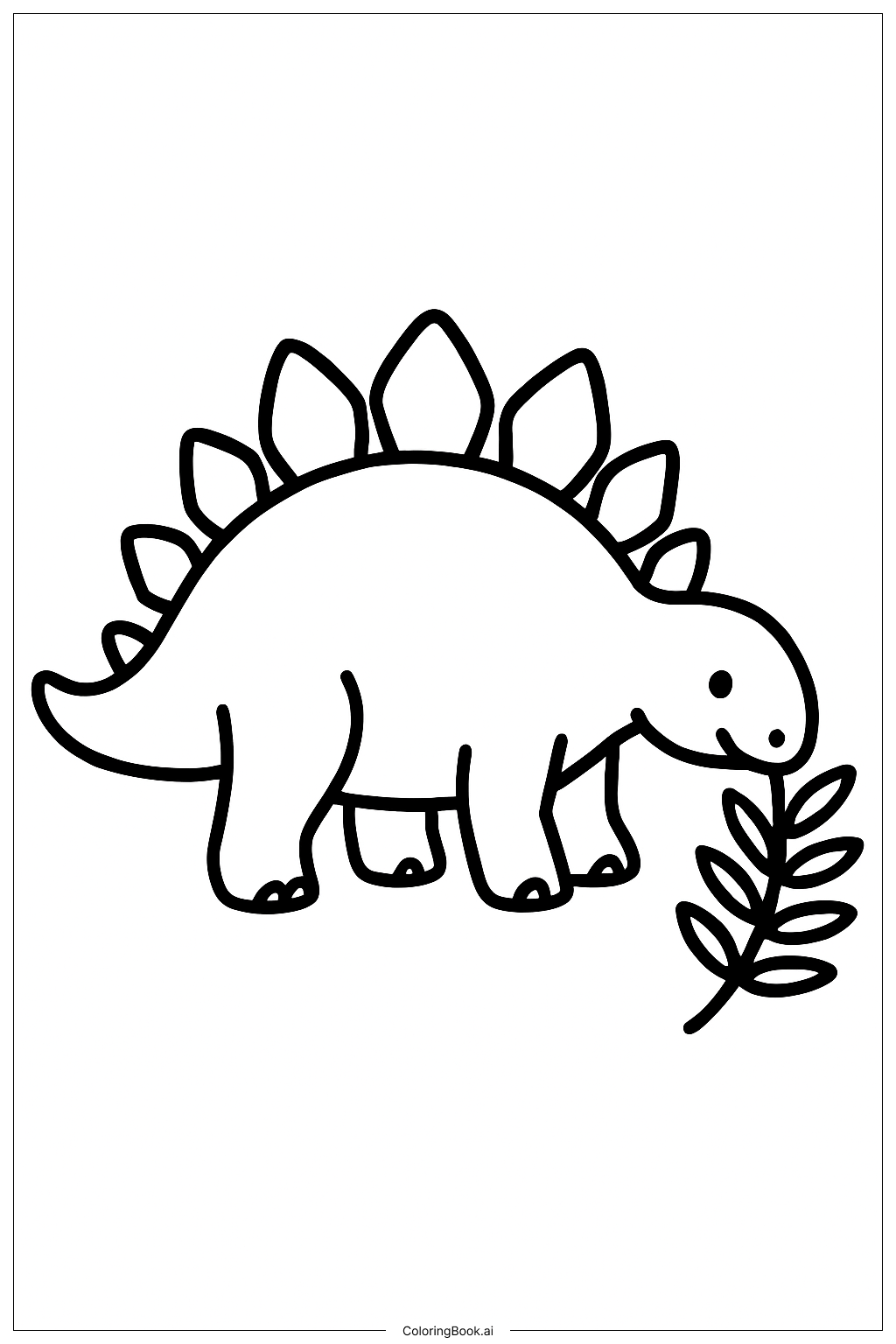 Stegosaurus, der einen einzelnen Farn frisst Ausmalseite