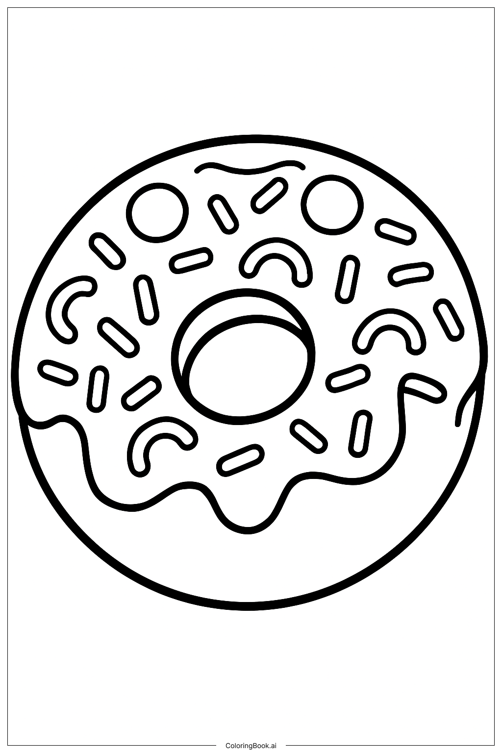  Donut With Candy Toppings And Sprinkles Coloring Page 