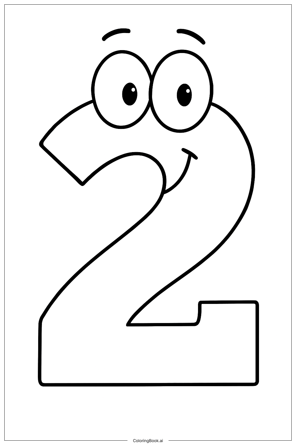  大大的数字二带眼睛填色页 