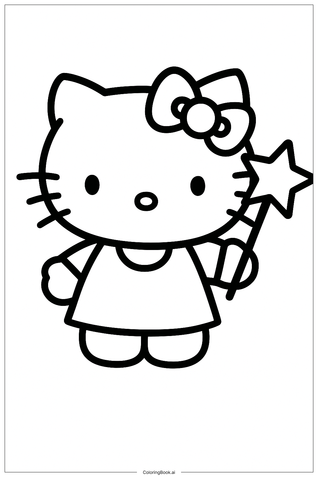  Trang tô màu Hello Kitty Cầm Đũa Phép Thuật 