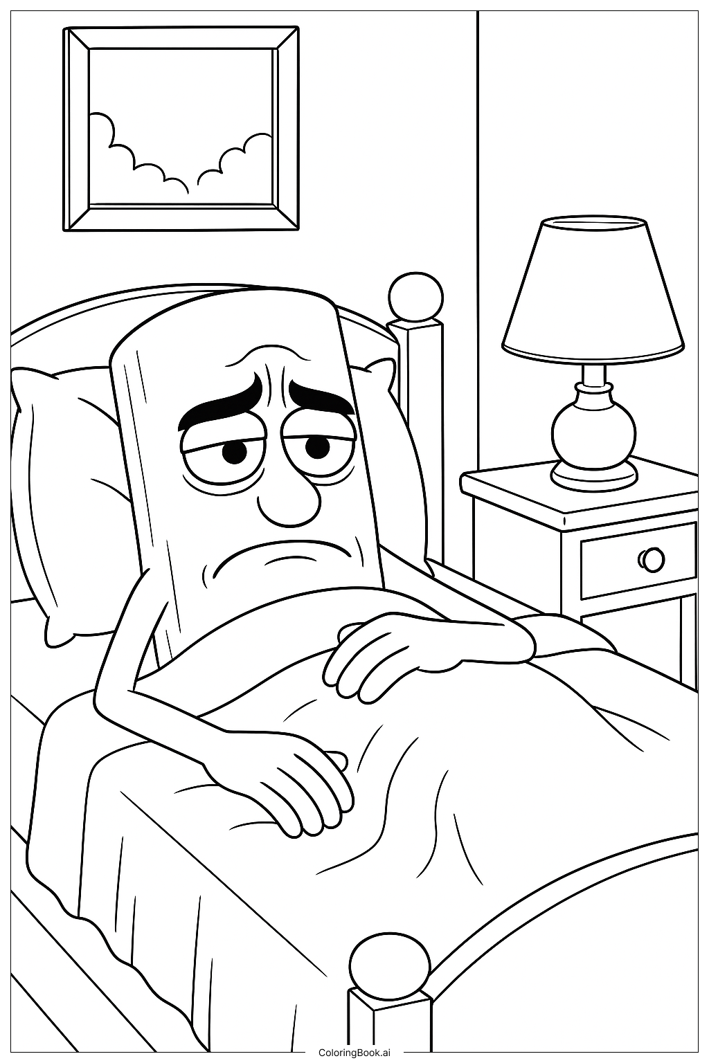  Tired Tung Tung Tung Tung Tung Tung Tung Tung Tung Sahur Coloring Page 