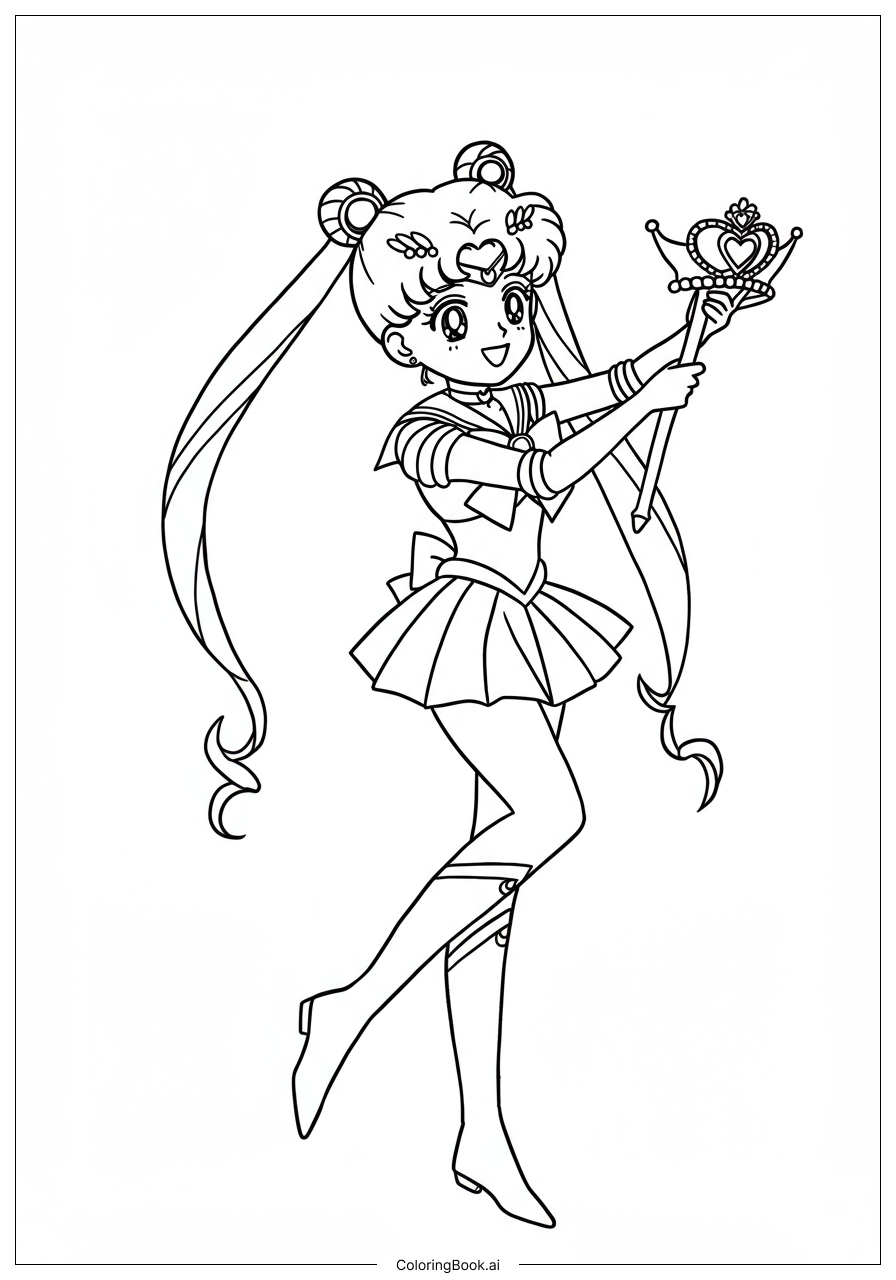 Trang tô màu Sailor Moon Swinging Moon Tiara Attack