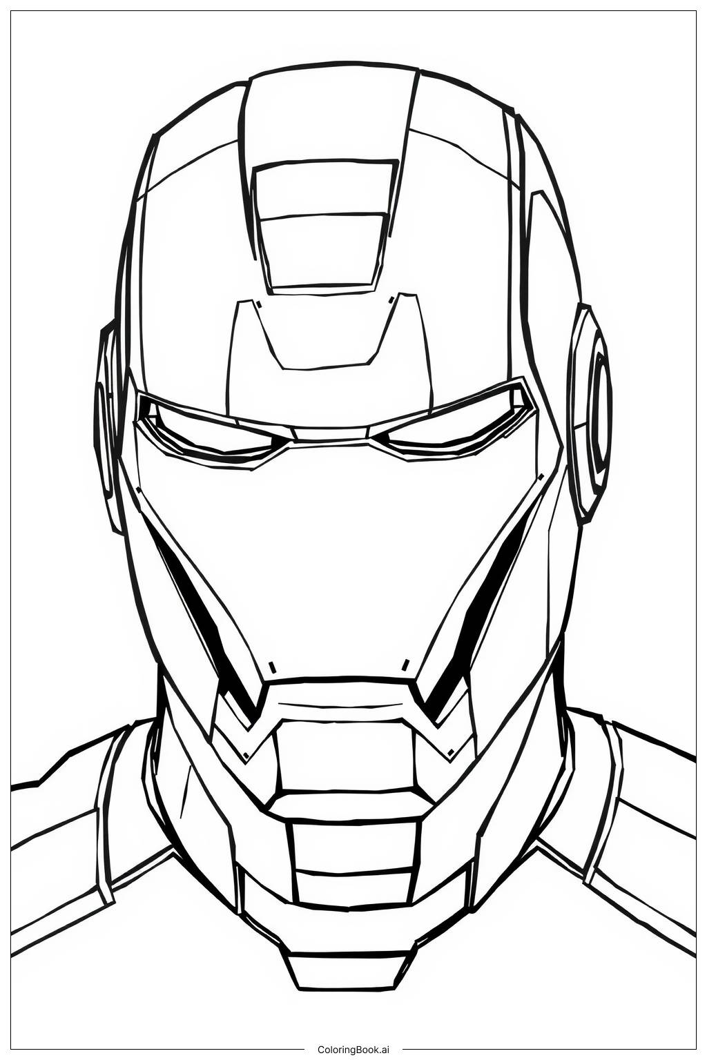  Iron Man Helmet Close-Up Coloring Page 