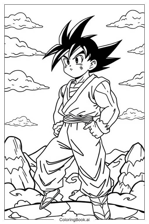  Trang tô màu Goku Đứng 