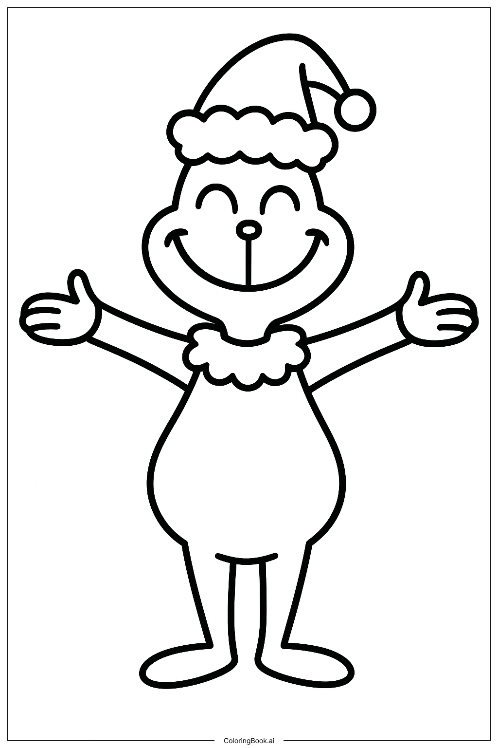  Page de coloriage Le Grinch Sourire Les Bras Ouverts 