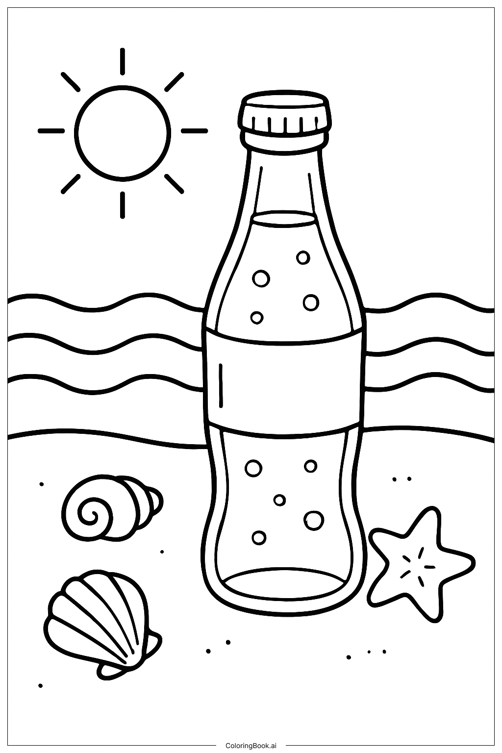 Página para colorear de Refresco Frío en la Playa