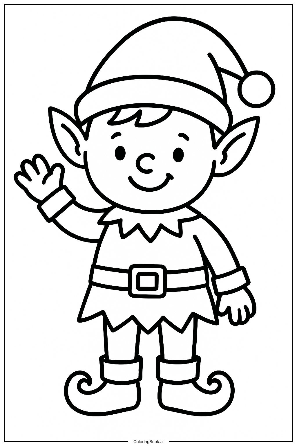  Christmas Elf Saying Hello填色页 