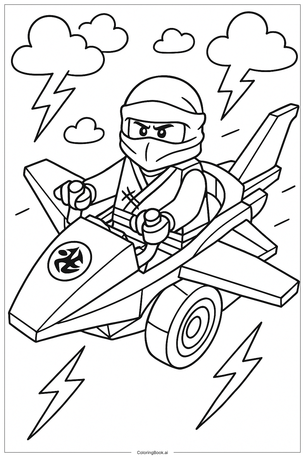  Lego Ninjago Jay Riding His Storm Fighter Ausmalseite 
