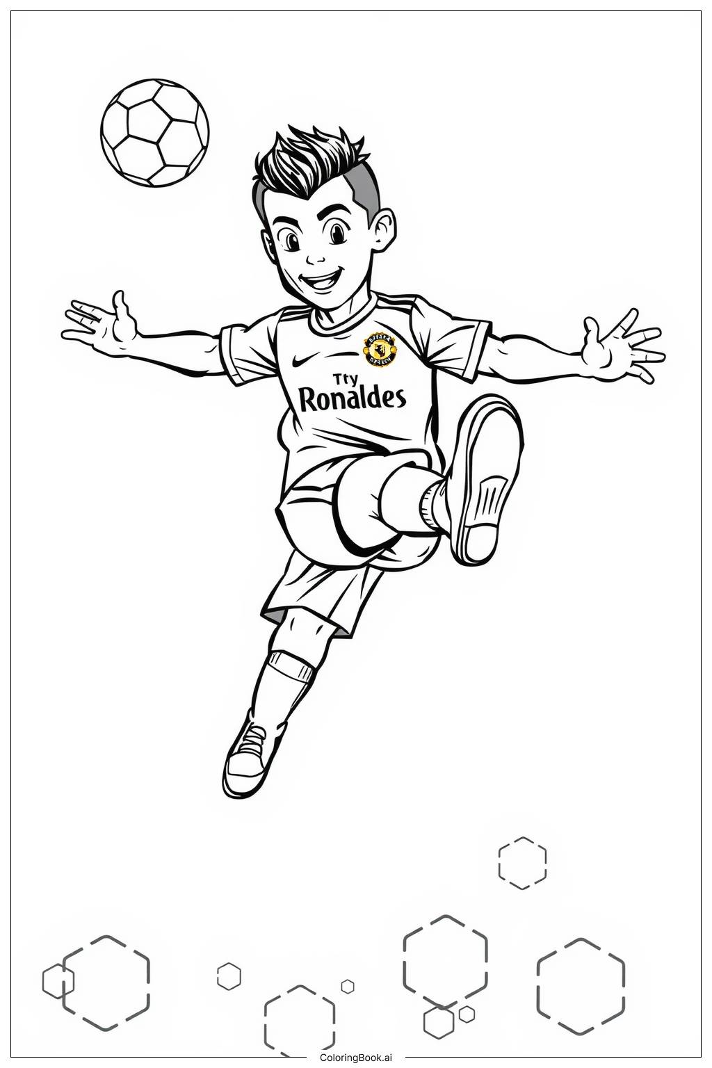  Ronaldo Performing a Bicycle Kick in a Match Coloring Page 