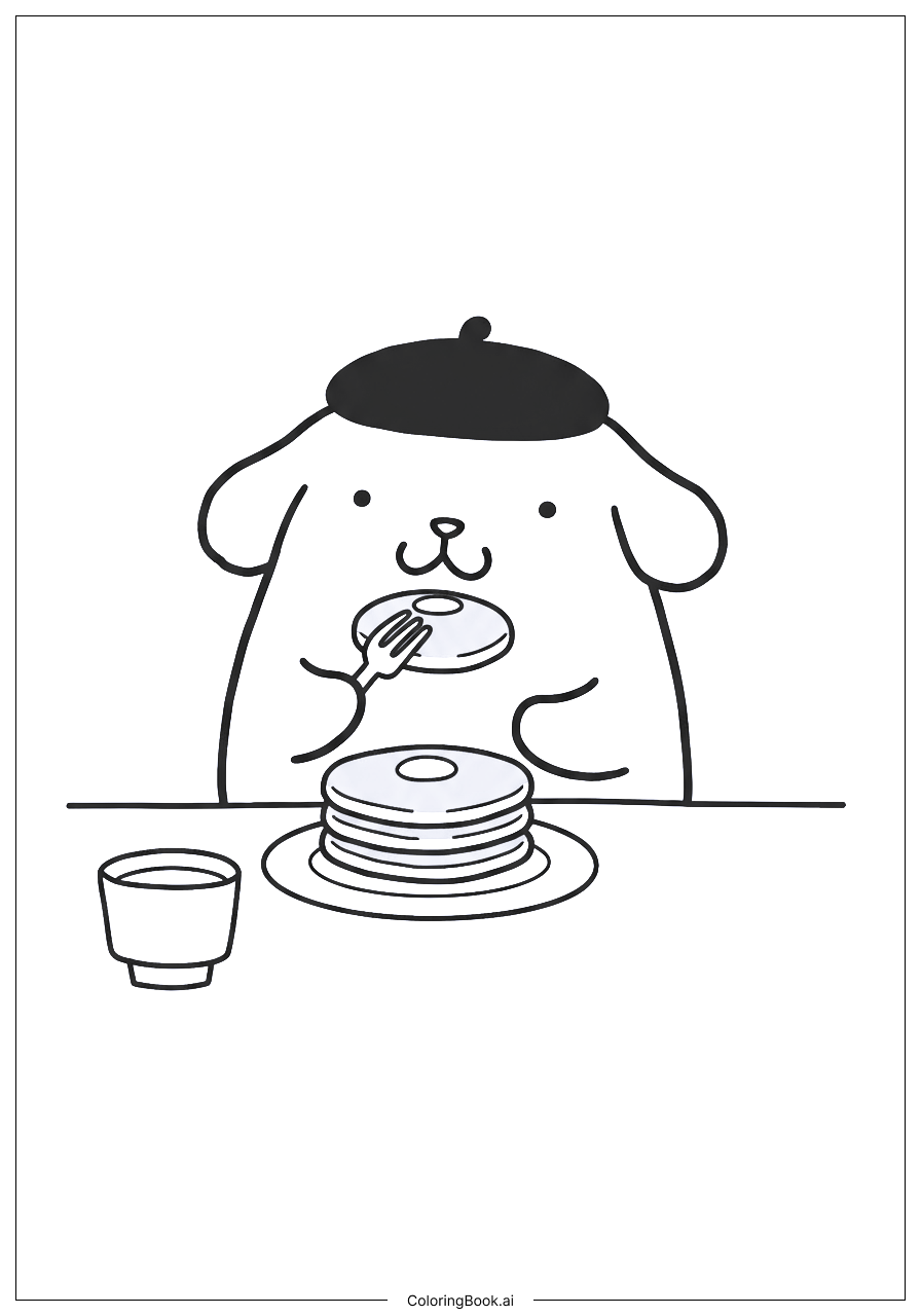  胖胖狗吃煎餅著色頁 