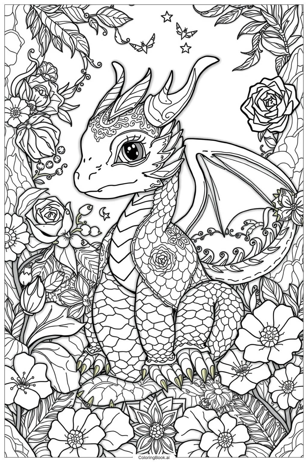  Cute Baby Dragon Coloring Page 