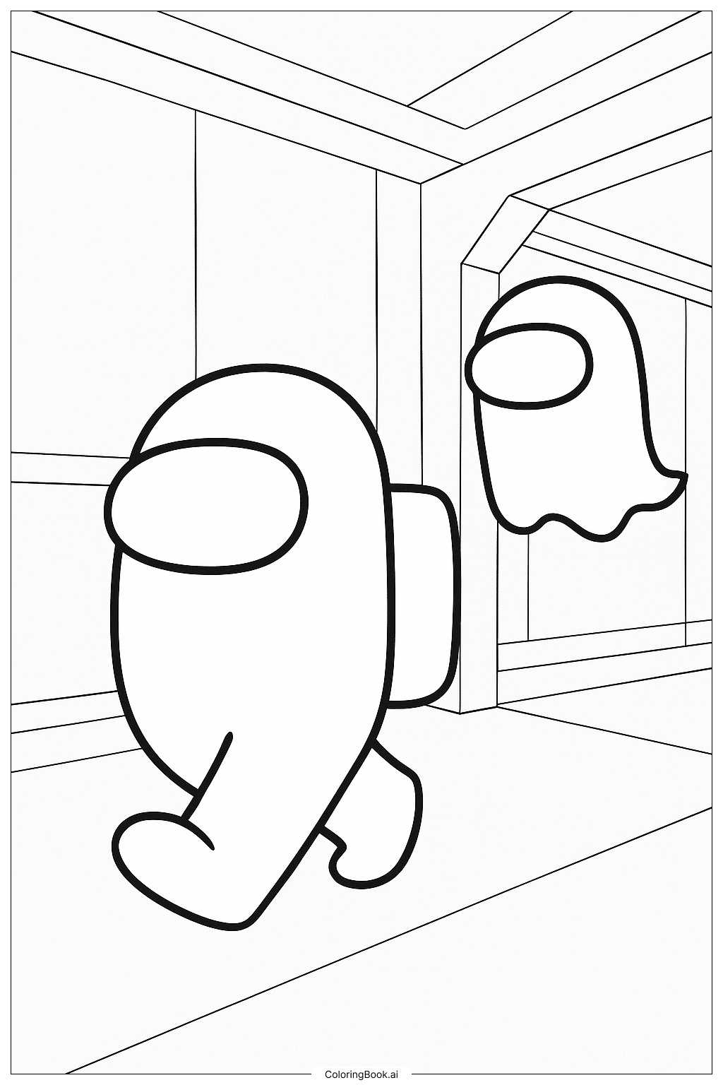  Among Us Ghost Following A Crewmate Coloring Page 
