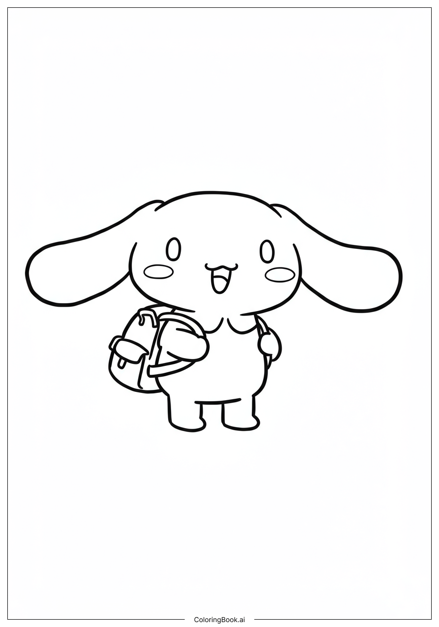  백팩을 메고 있는 시나모롤 색칠공부 페이지 