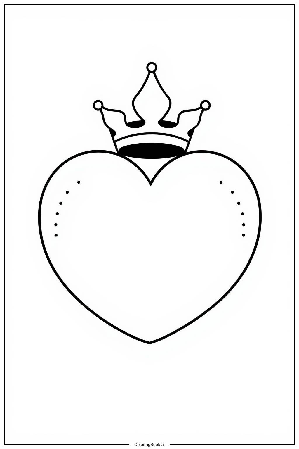  Fancy Heart With Kingdom Crown Coloring Page 