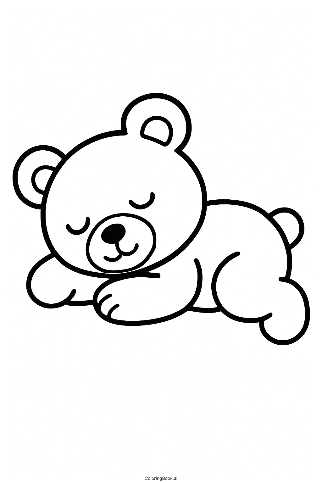  Teddy Bear Lying Down For A Nap Coloring Page 