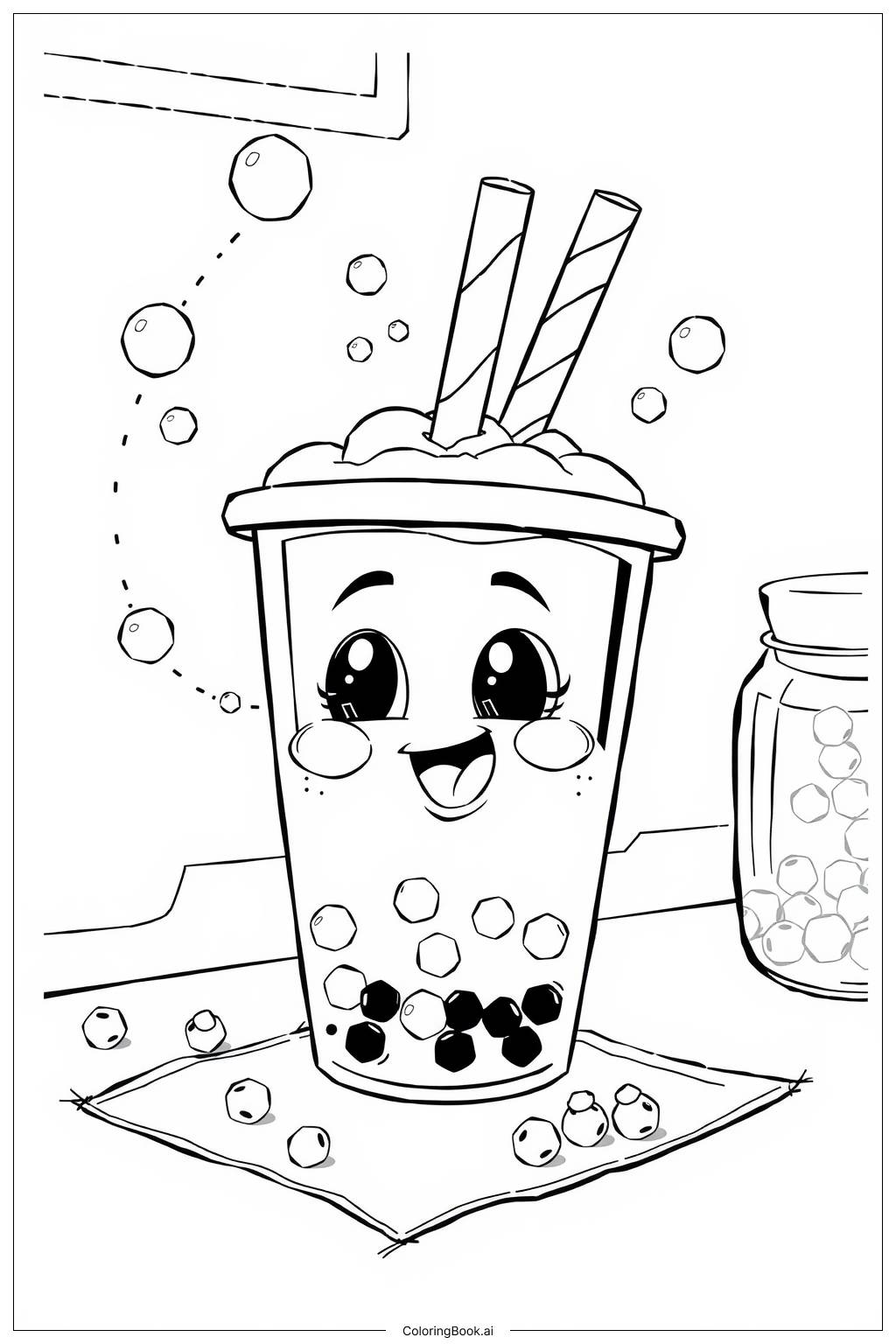  Boba Tea Fun-2 Coloring Page 