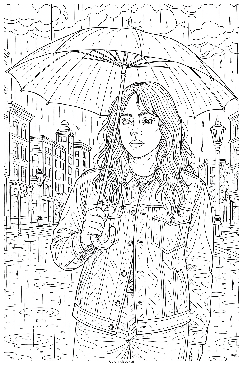 Billie Eilish In The Rain Ausmalseite