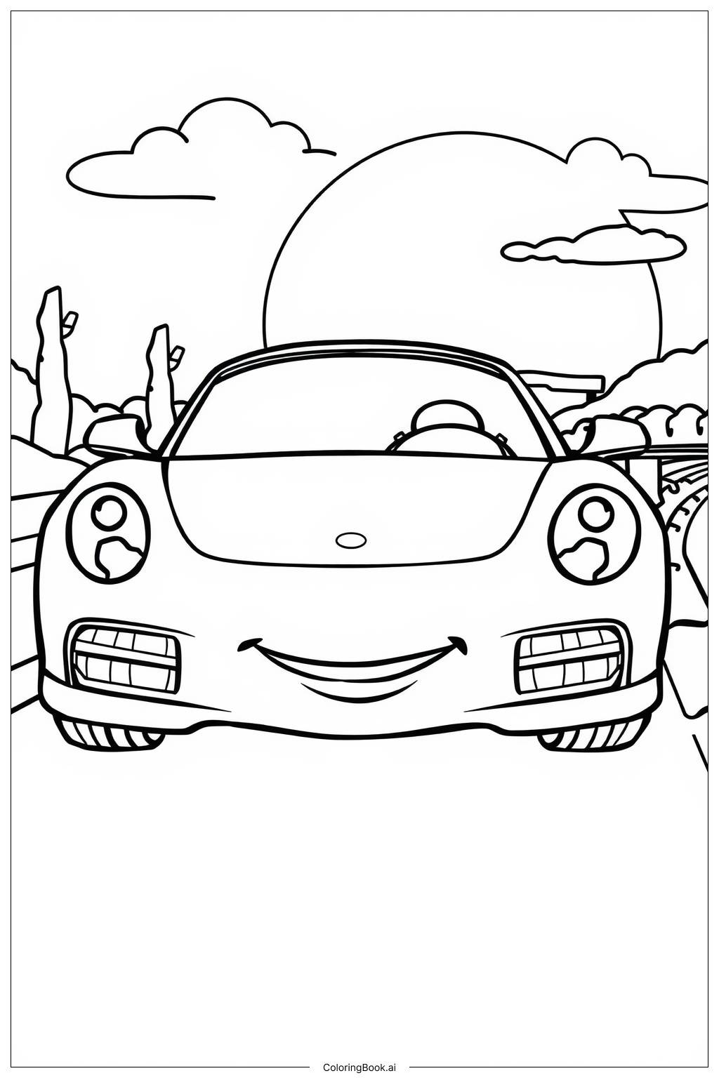  Supercar Meeting Friends Coloring Page 