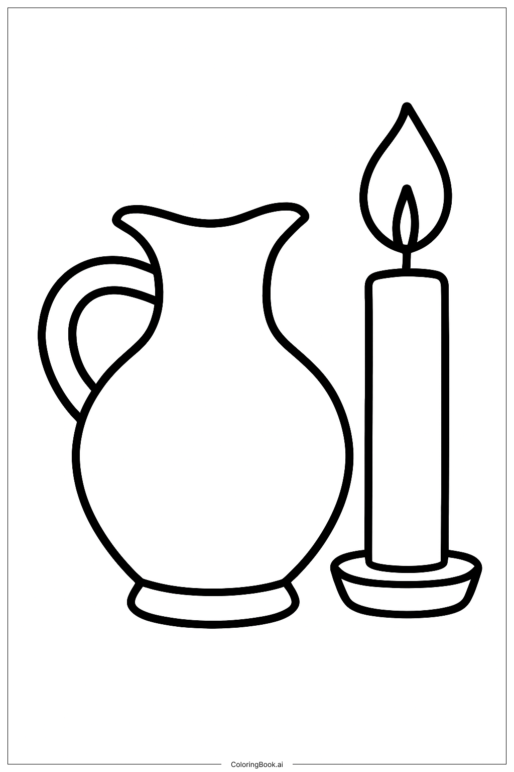  Hanukkah Oil Jug And Shamash Coloring Page 