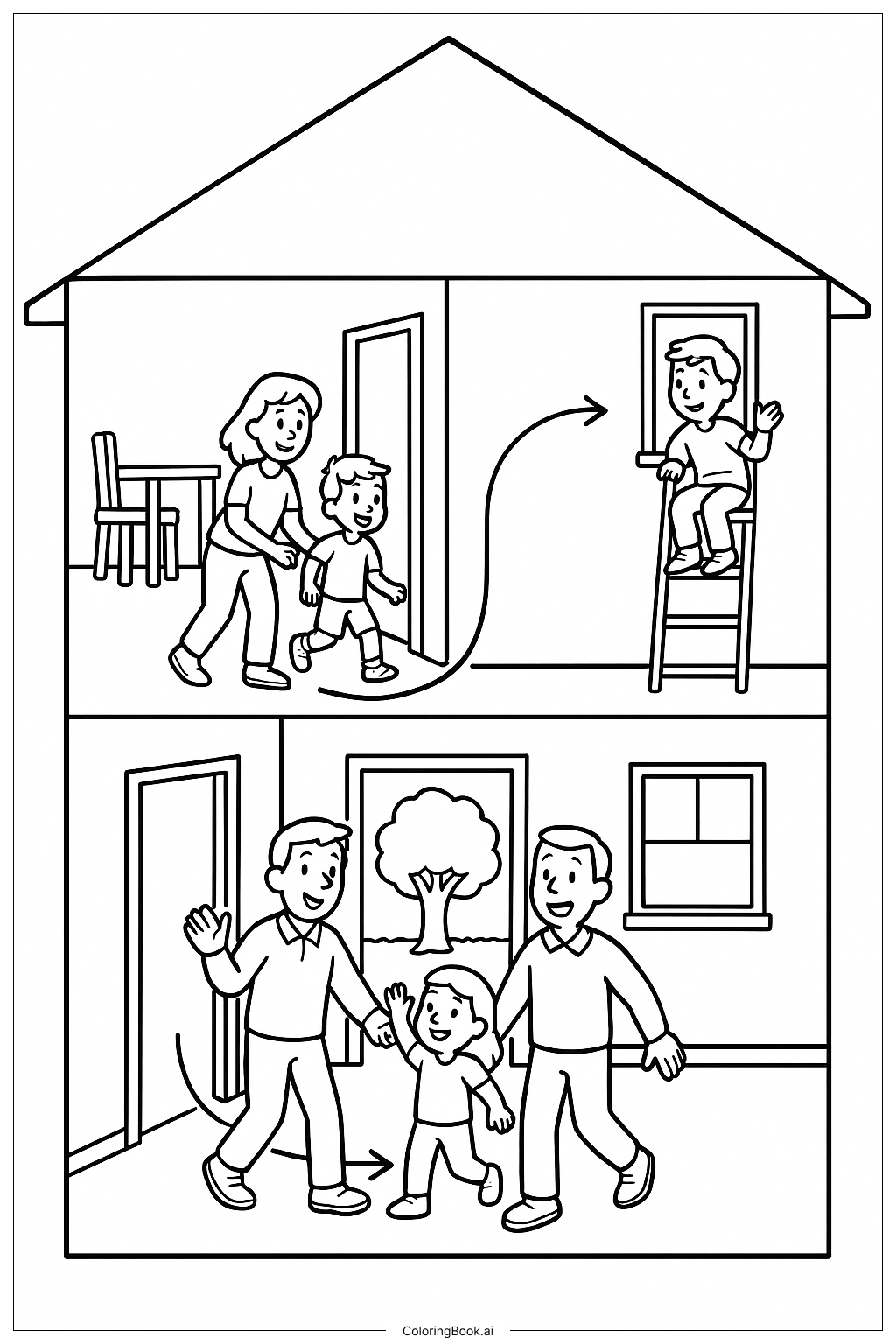 家庭消防逃生计划填色页