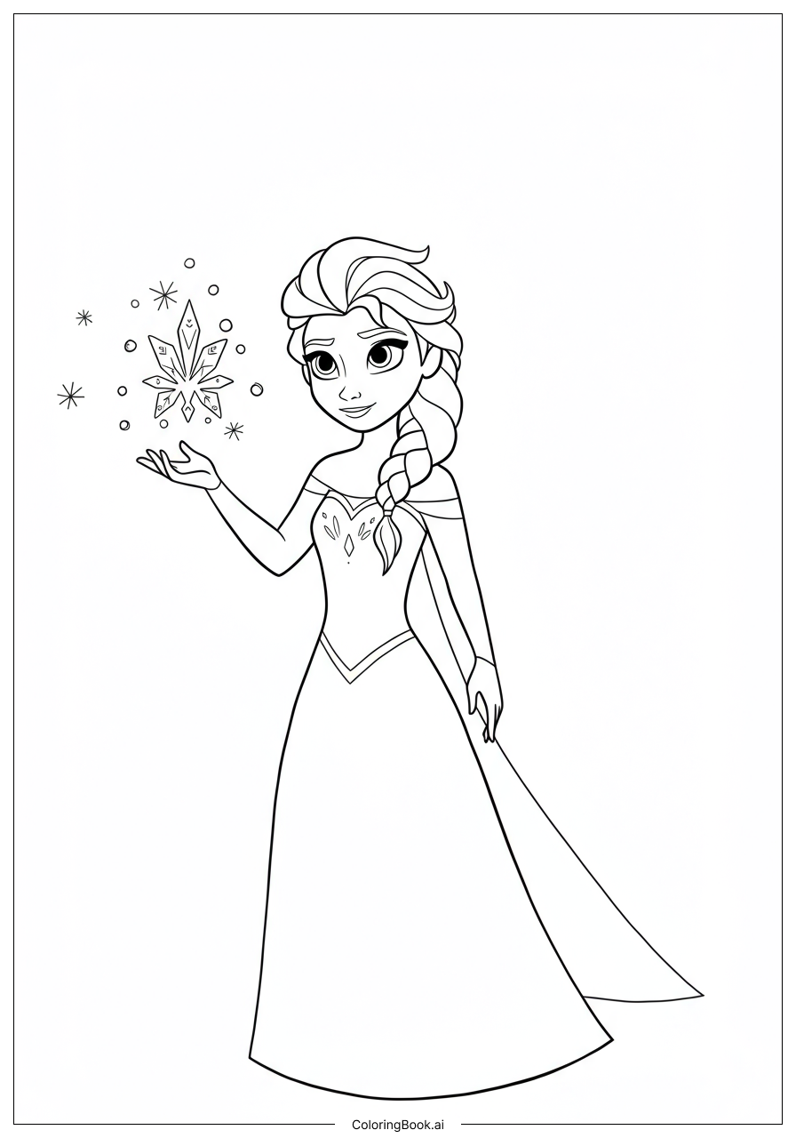  Elsa Holding Glowing Ice Orb Coloring Page 