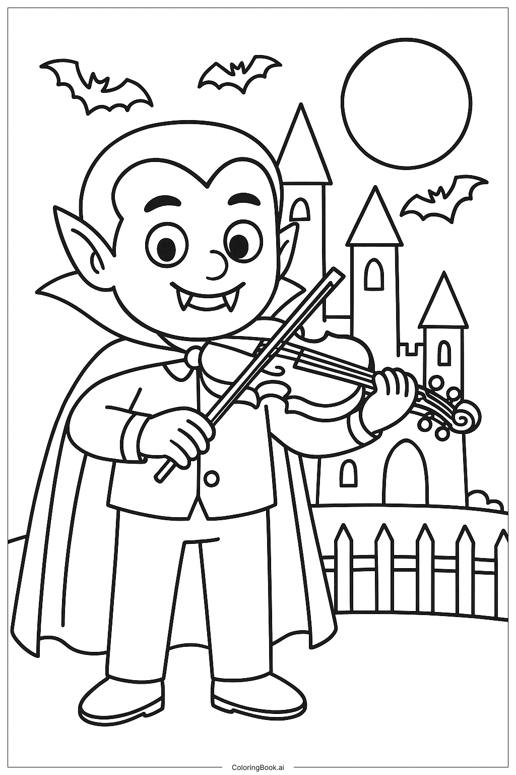 Página para colorir de Um Vampiro Tocando Violino