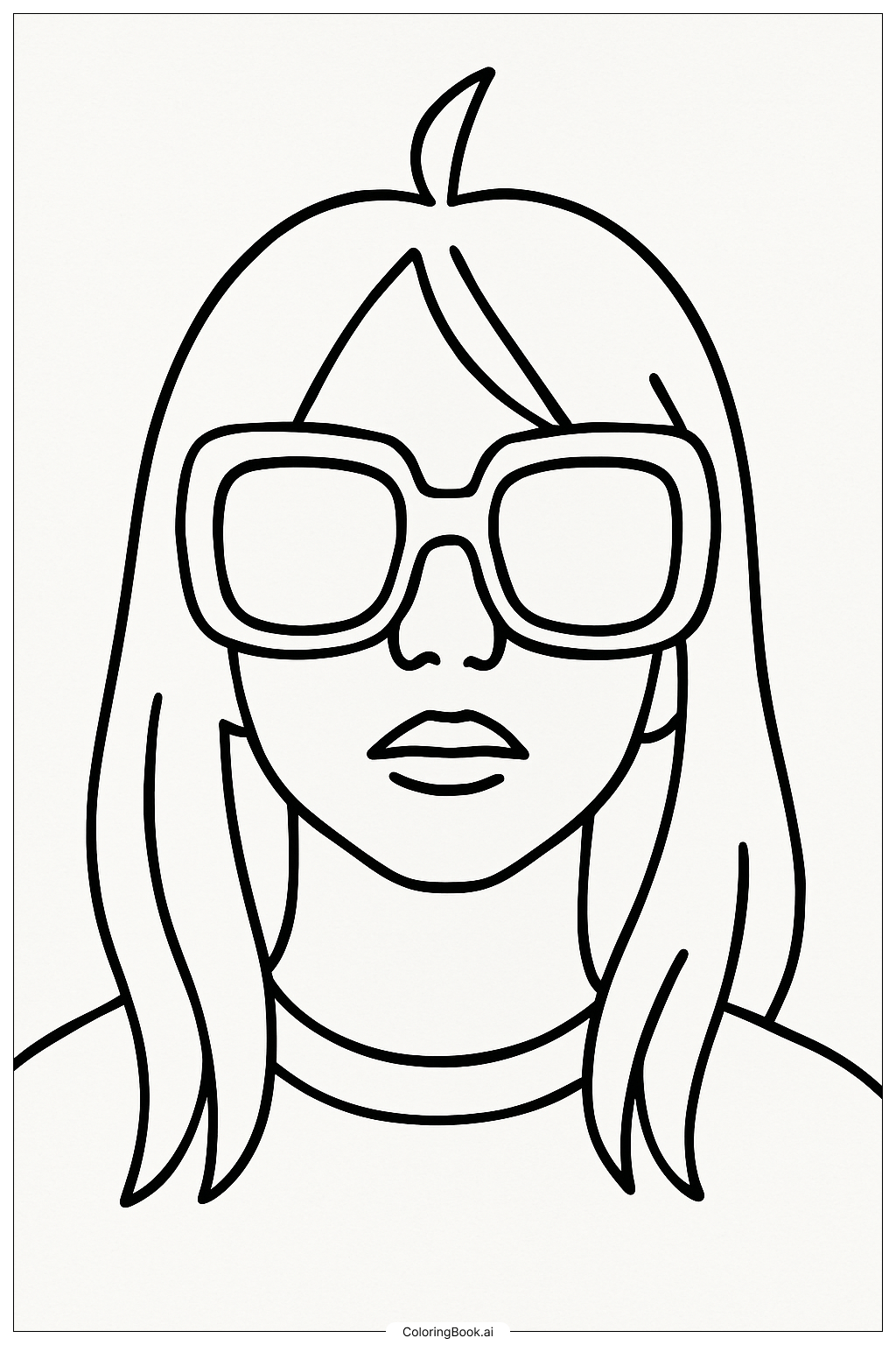  Página para colorir de Billie Eilish Usando Óculos de Sol Grandes 
