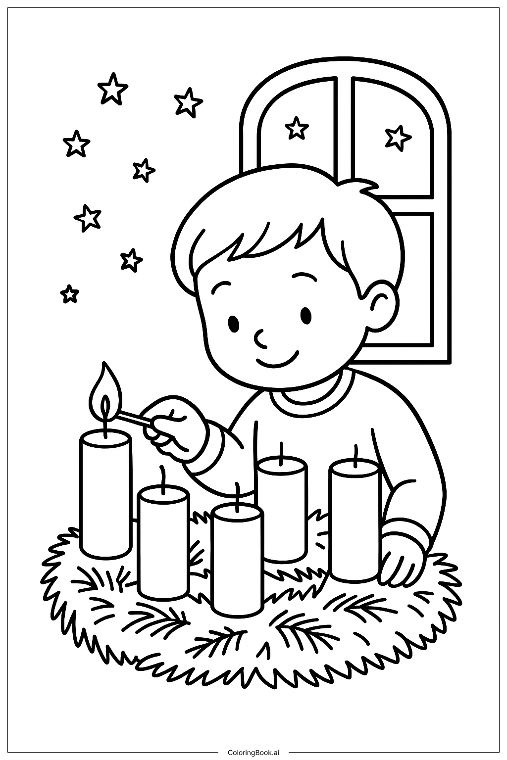  Child Lighting Advent Wreath Candle Ausmalseite 