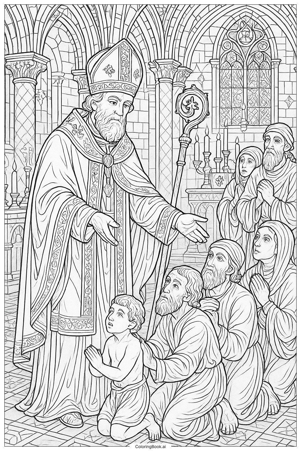 기적을 행하는 성 니콜라스 색칠공부 페이지