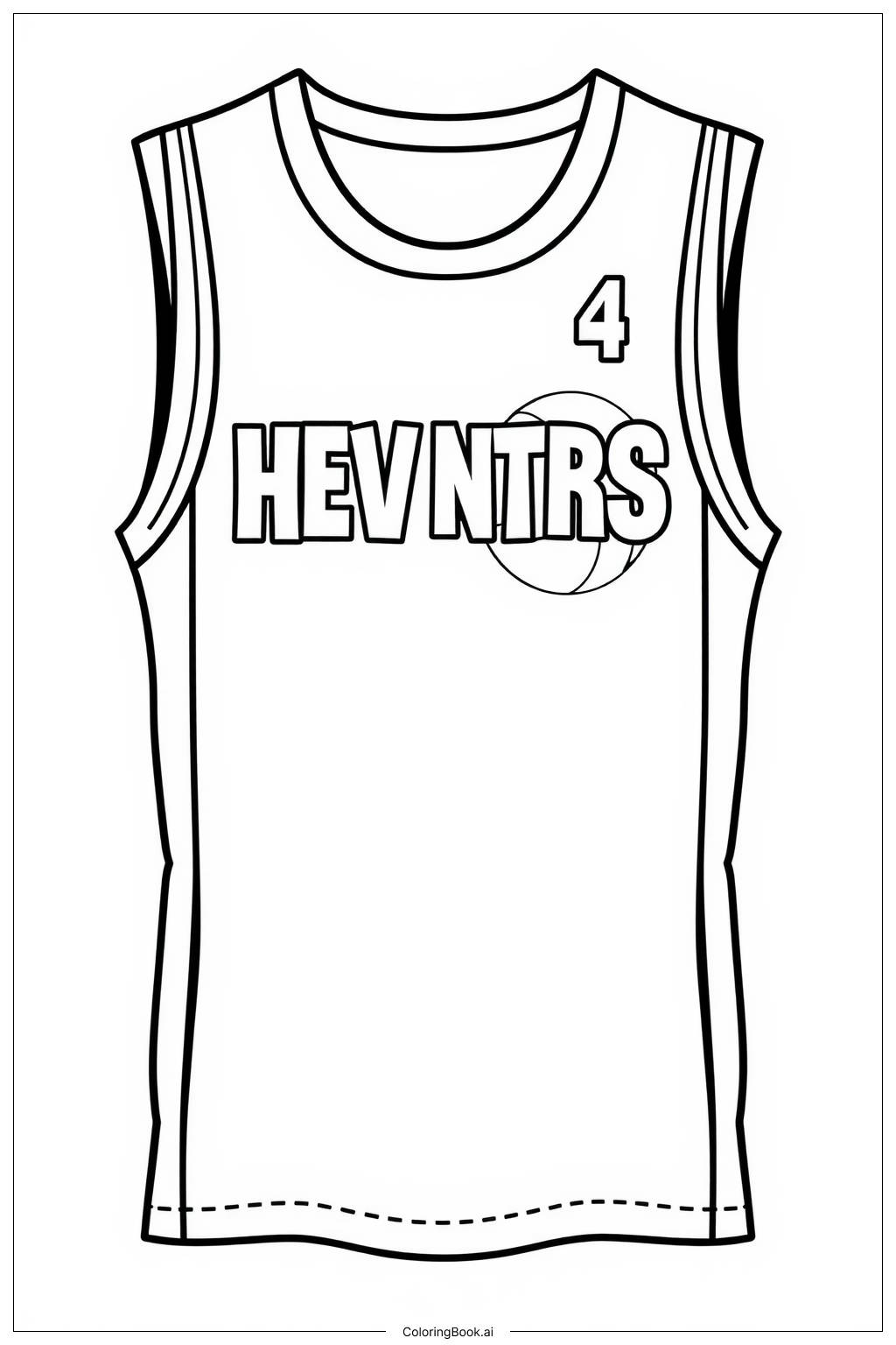  Página para colorear de camiseta de baloncesto simple 