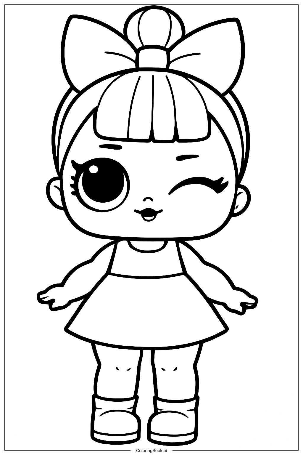 Página para colorir de Uma Boneca Lol Piscando