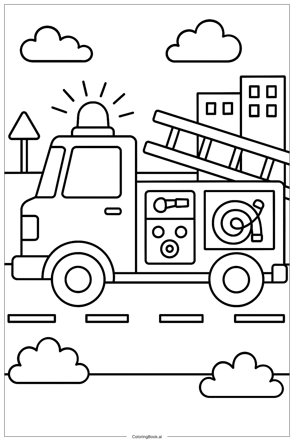Camion de pompiers avec feux clignotants