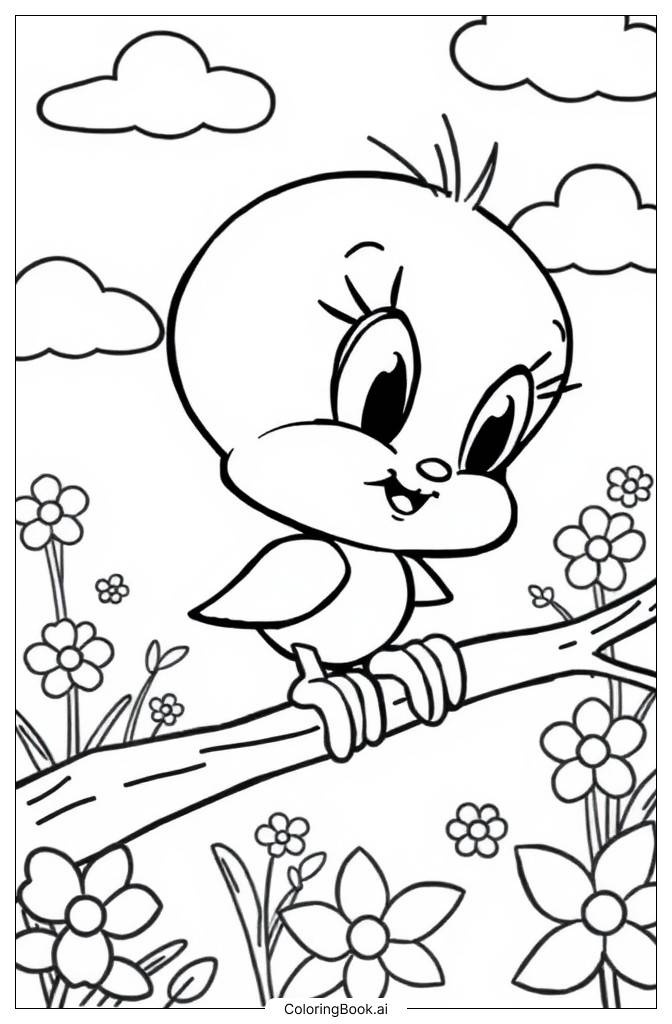  Página para colorear de Pájaros Tweety 