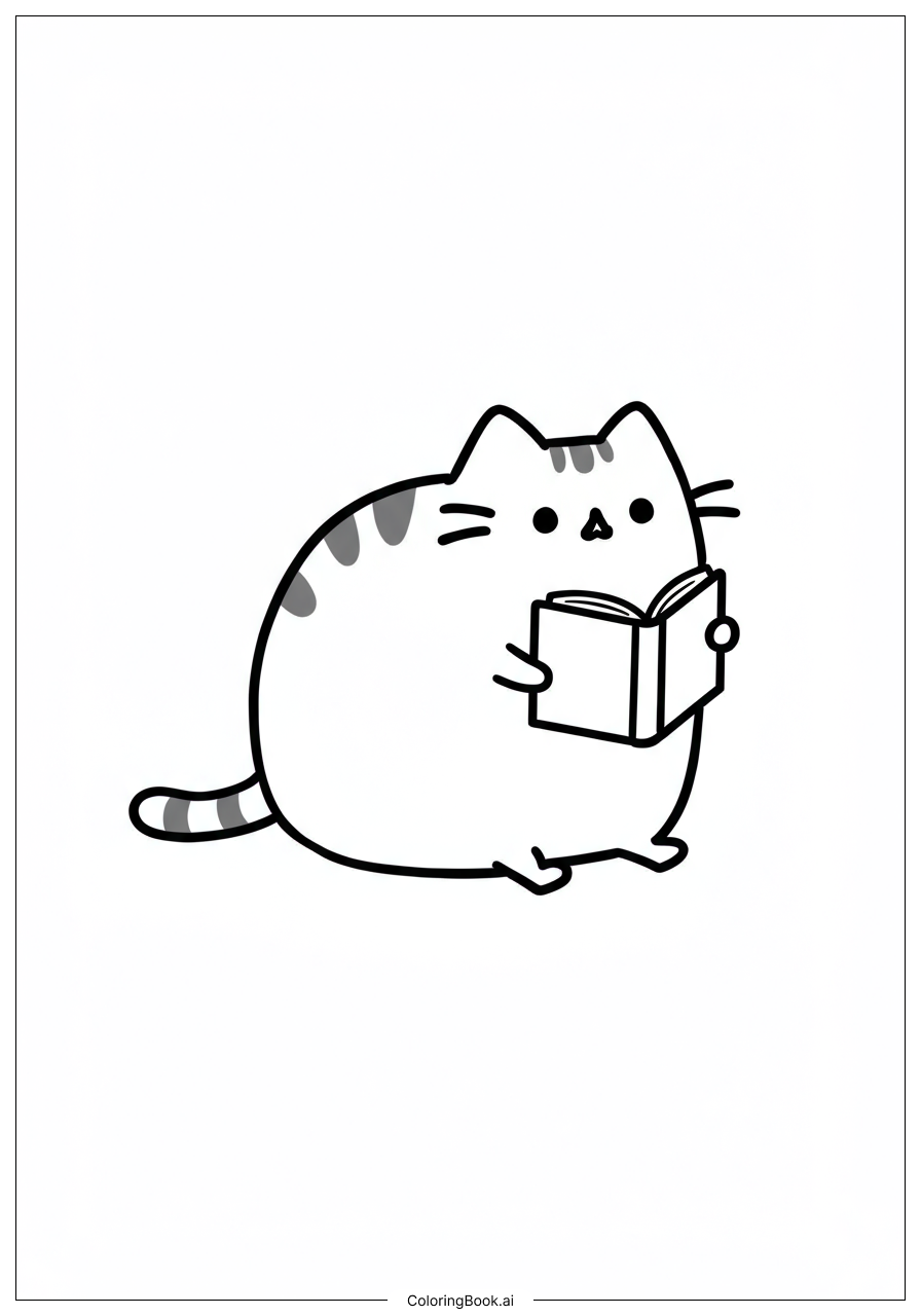 讀書的Pusheen著色頁