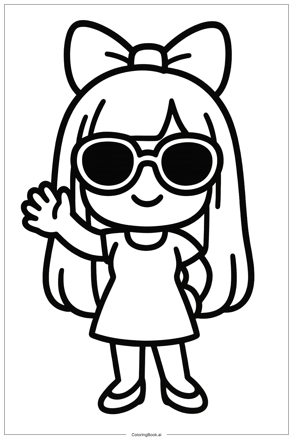  Chibi Lady Gaga Waving Coloring Page 