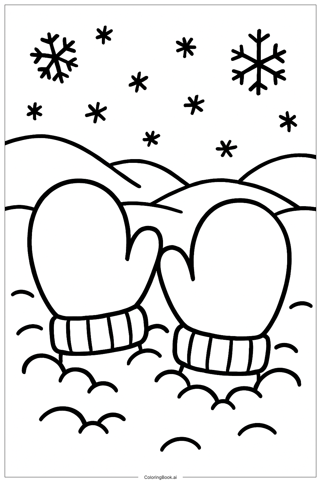 Mitten Mitten Snow Play Coloring Page