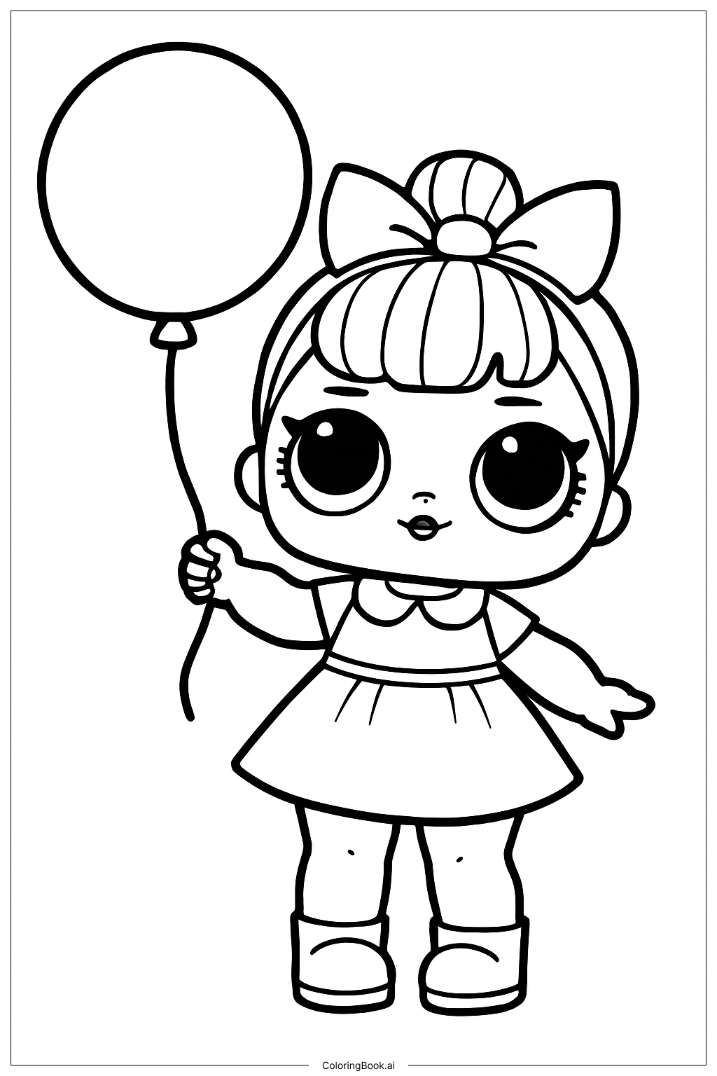 Página para colorir de Boneca LOL Segurando Um Balão