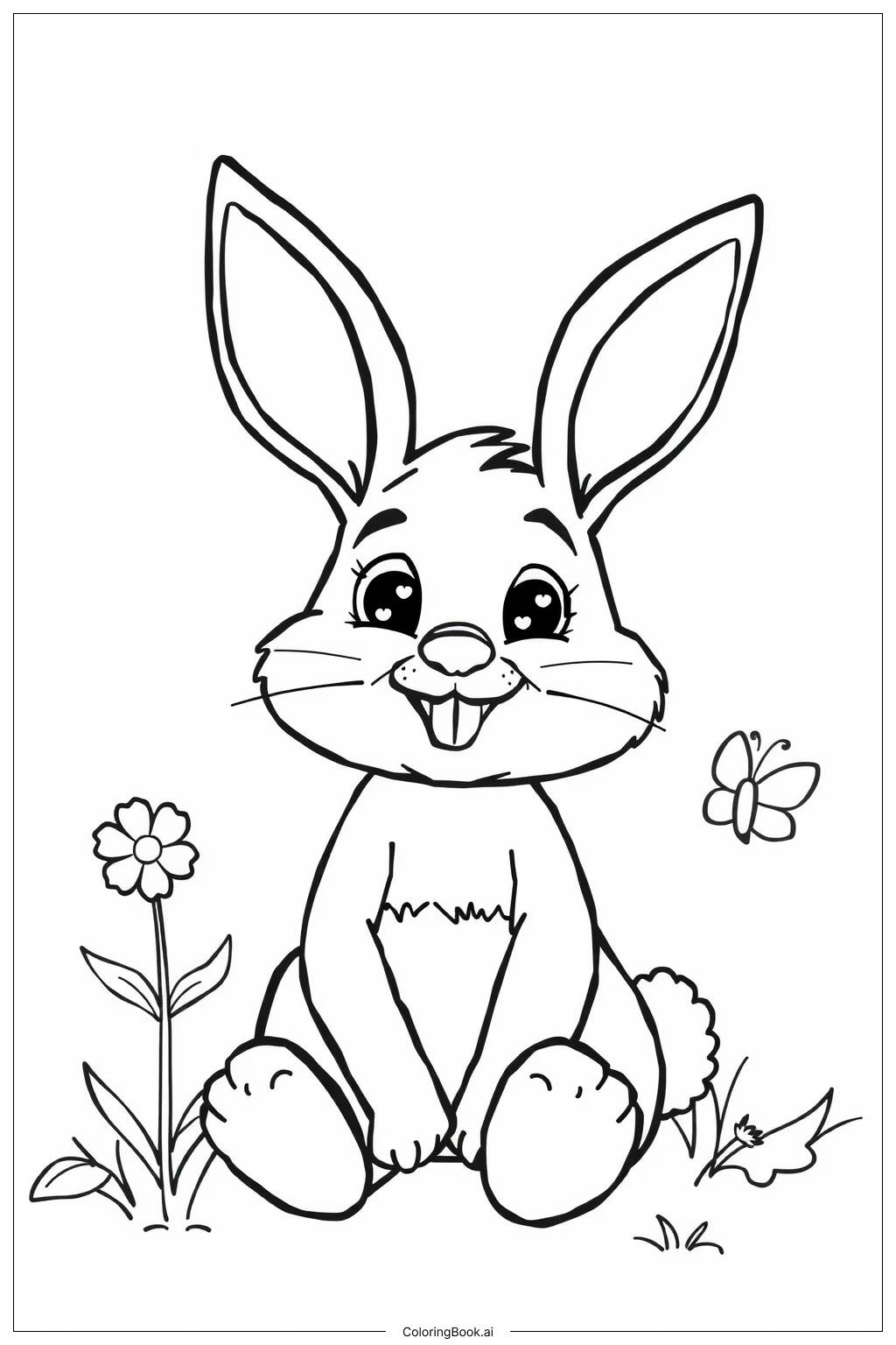  Smiling Bunny Coloring Page 