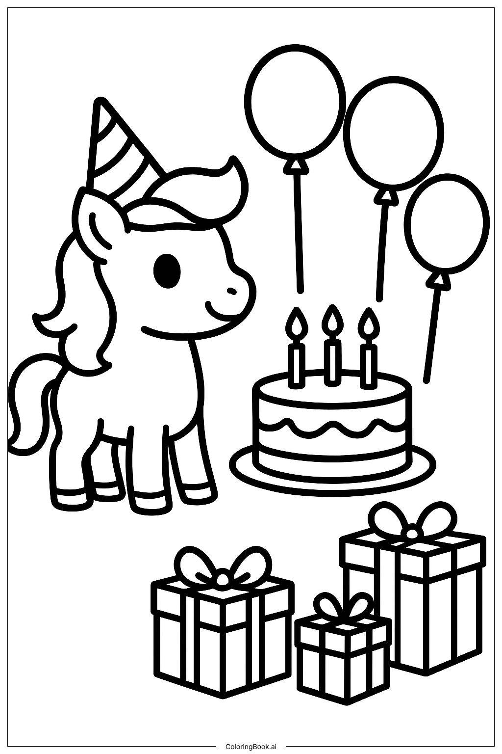 我的小馬寶莉生日派對裝飾著色頁
