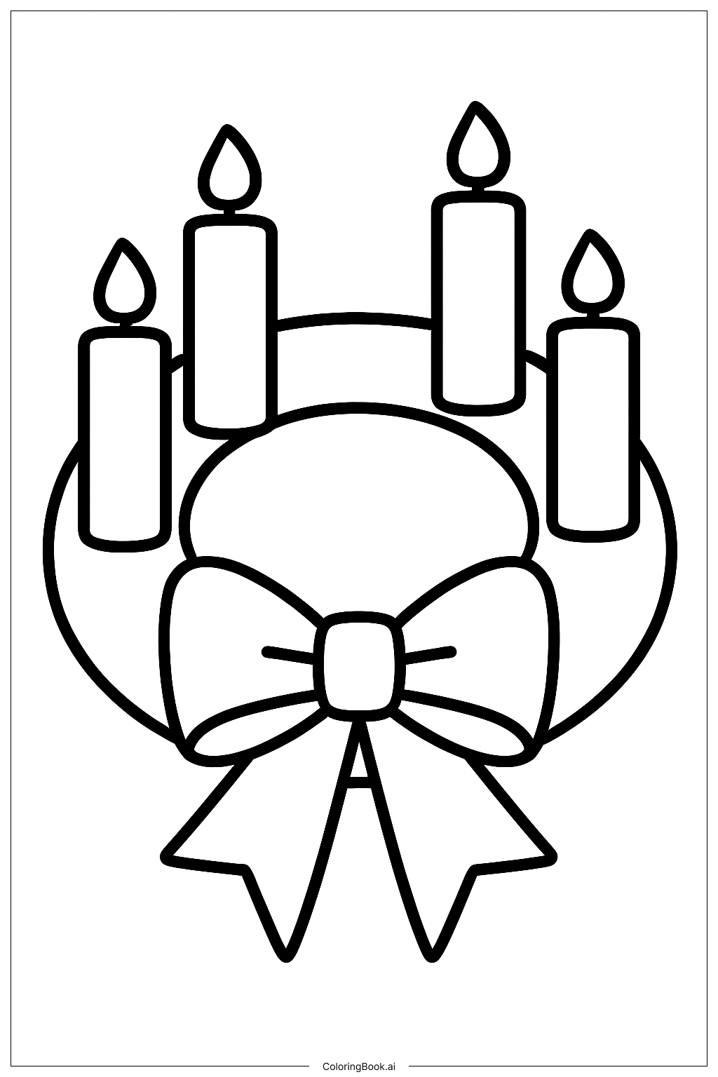  Advent Wreath with Ribbon Bow Ausmalseite 