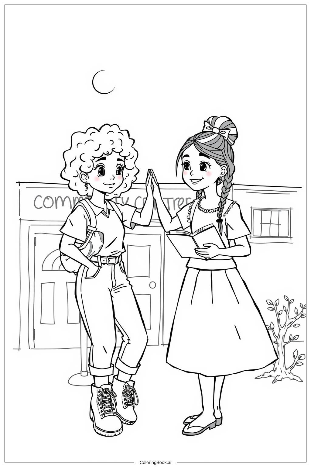  Black Girl Empowerment in the Community Coloring Page 