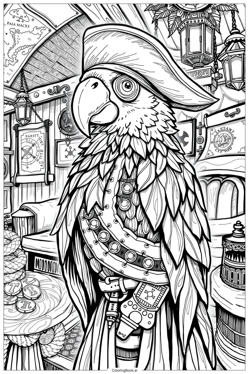  Parrot's Role in Pirate Stories Coloring Page 