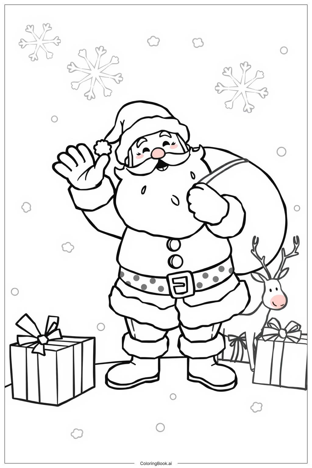  Página para colorear de santa claus saludando 