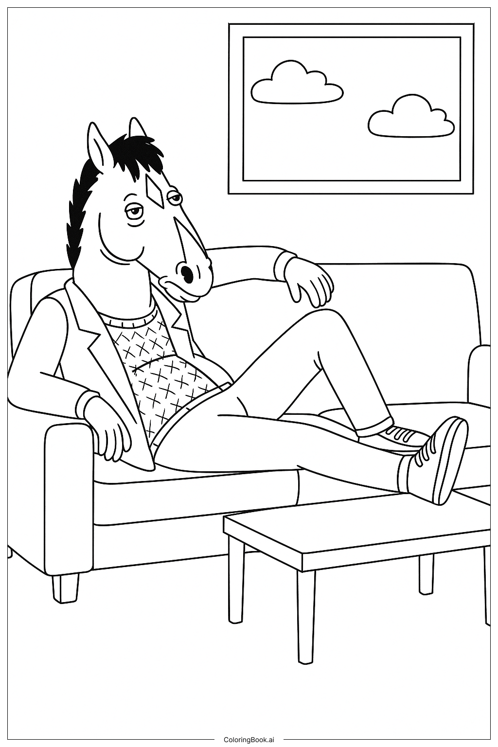 Bojack Horseman Lounging On The Couch Coloring Page