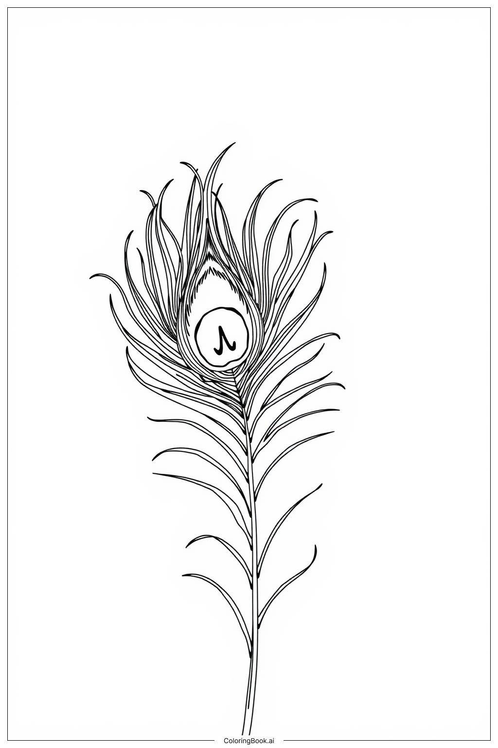  single peacock feather Coloring Page 